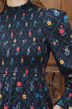 Load image into Gallery viewer, High Neck Isabel Dress - Midnight Trellis