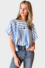 Load image into Gallery viewer, Basalie Top - Scallop Blue Stripe