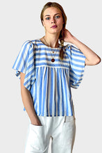 Load image into Gallery viewer, Basalie Top - Scallop Blue Stripe