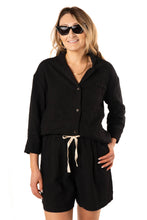 Load image into Gallery viewer, Linen Leisure Short Suit - Black