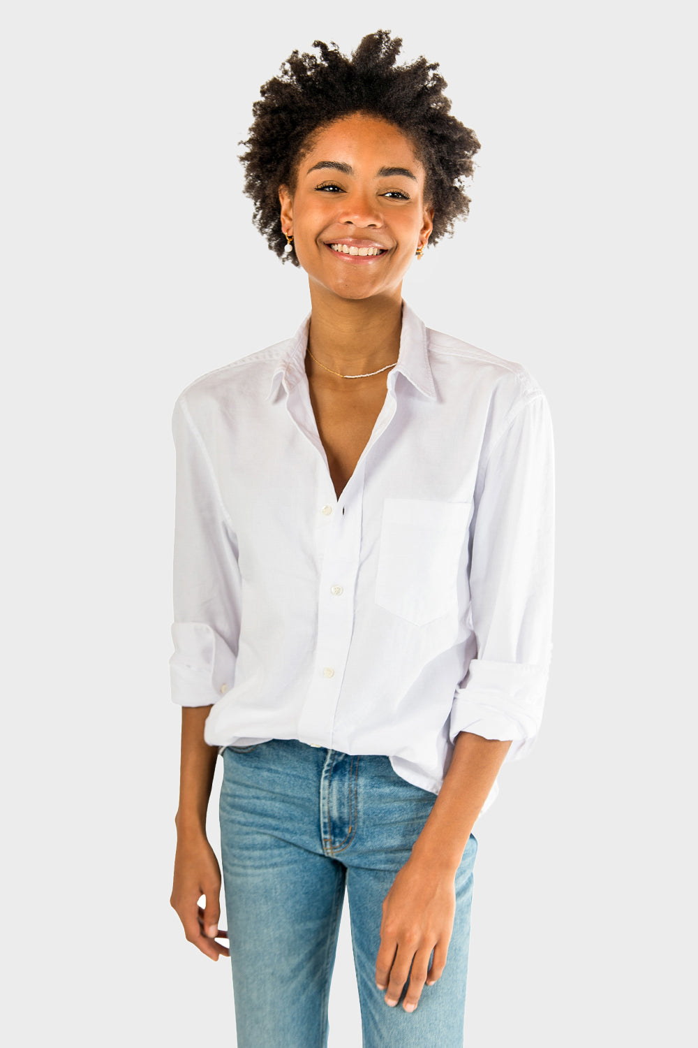 Classic Button Front Shirt - Salt White