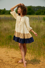 Load image into Gallery viewer, Katja Dress - Cream Tan Navy Linen
