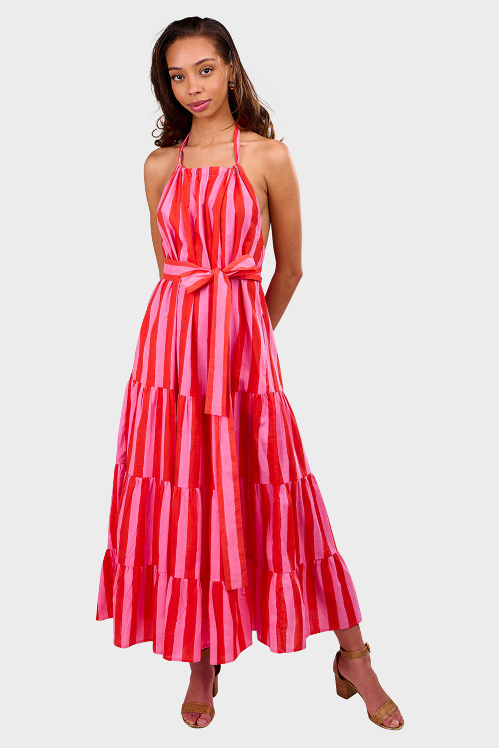Julia Dress - Bubblegum Stripe