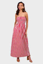 Load image into Gallery viewer, Le Bon Midi Dress - Bayou Stripe Red
