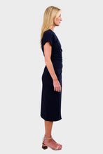Load image into Gallery viewer, Faux Wrap Midi Dress - Navy
