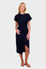 Load image into Gallery viewer, Faux Wrap Midi Dress - Navy

