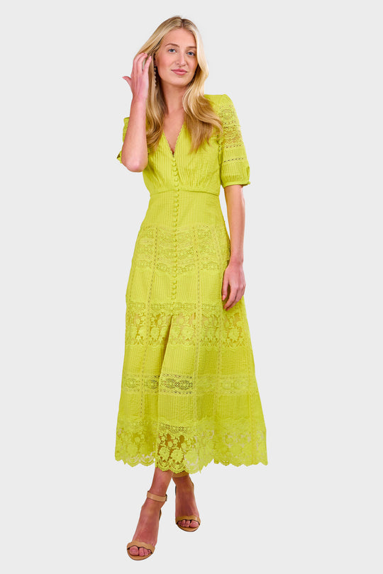 Lea Long Lace Dress - Citrine