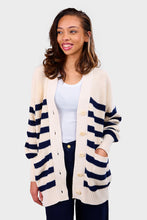 Load image into Gallery viewer, Amy Cardi - Ivory &amp; Navy Stripe
