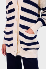 Load image into Gallery viewer, Amy Cardi - Ivory &amp; Navy Stripe
