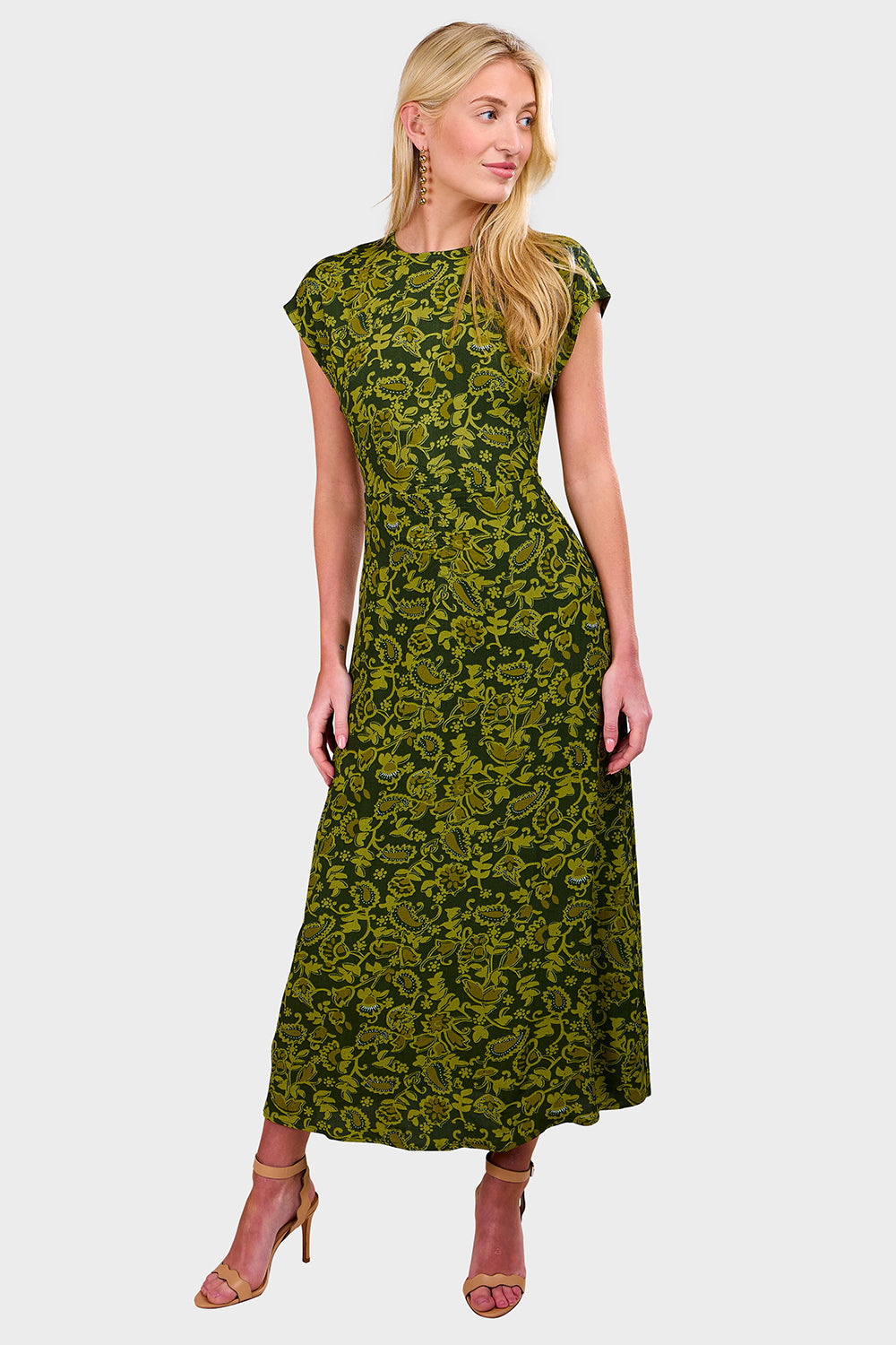 Rochella Midi Dress - Selcetta Paisley Green
