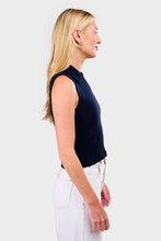 Load image into Gallery viewer, Cashmere Sleeveless V Neck Polo - Navy
