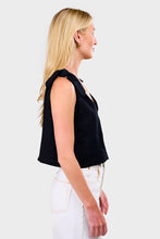 Load image into Gallery viewer, Tie Shoulder Mod Top - Black Linen
