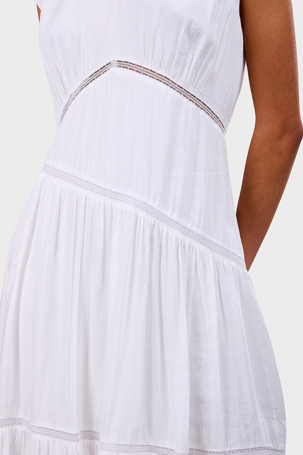 Gathered Seam Lace Inset Dress
