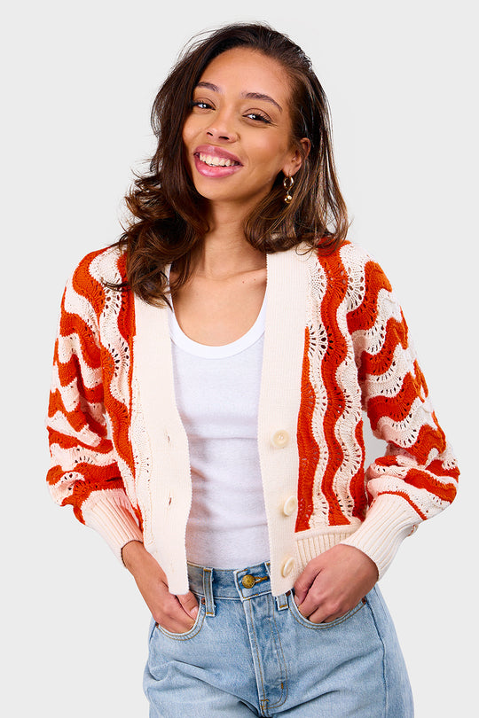 Luna Cardi - Ivory & Tomato Combo