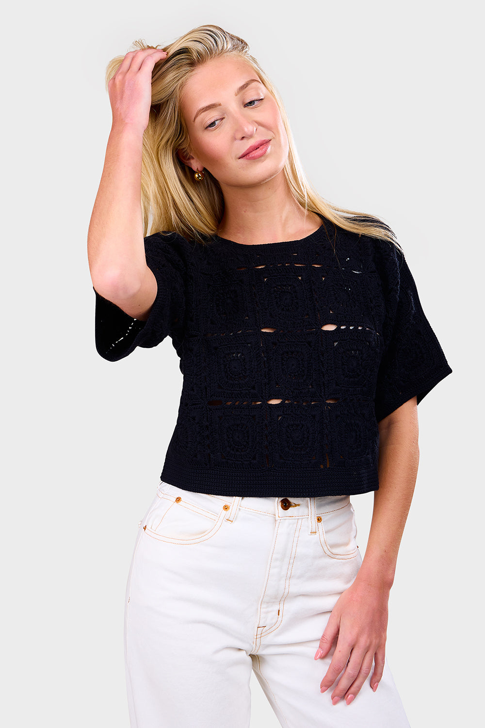 Arden Crochet Top - Black