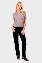 Load image into Gallery viewer, Lightweight Cashmere Short Sleeve V Neck Polo - Timber
