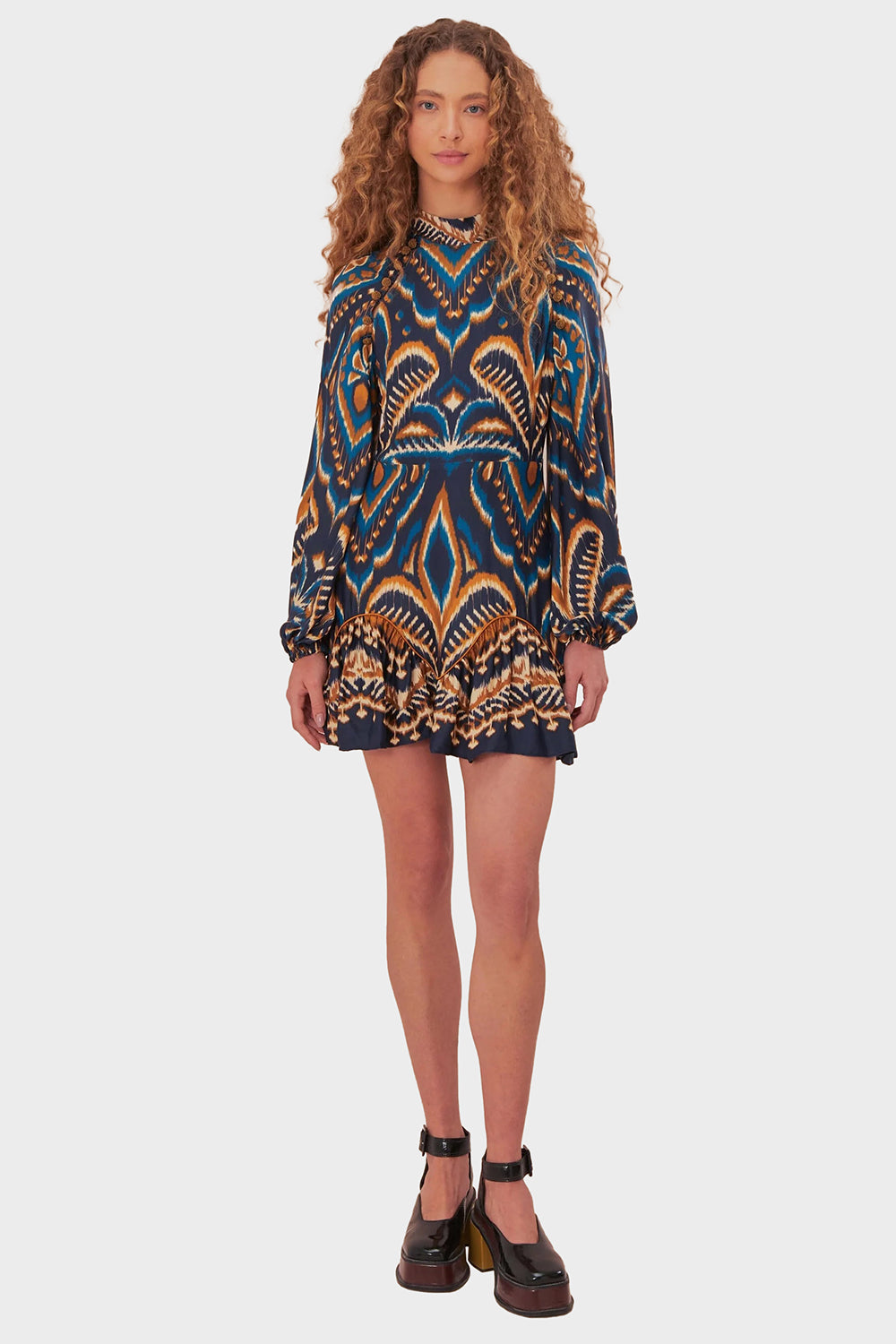 Pineapple Ikat Blue Raglan Mini Dress – Apothea
