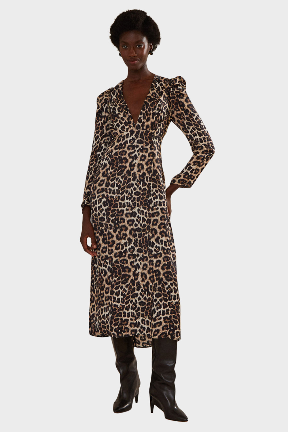 sustainable cream midi dress FARM Rio Natural Skin Cream Midi Dress
