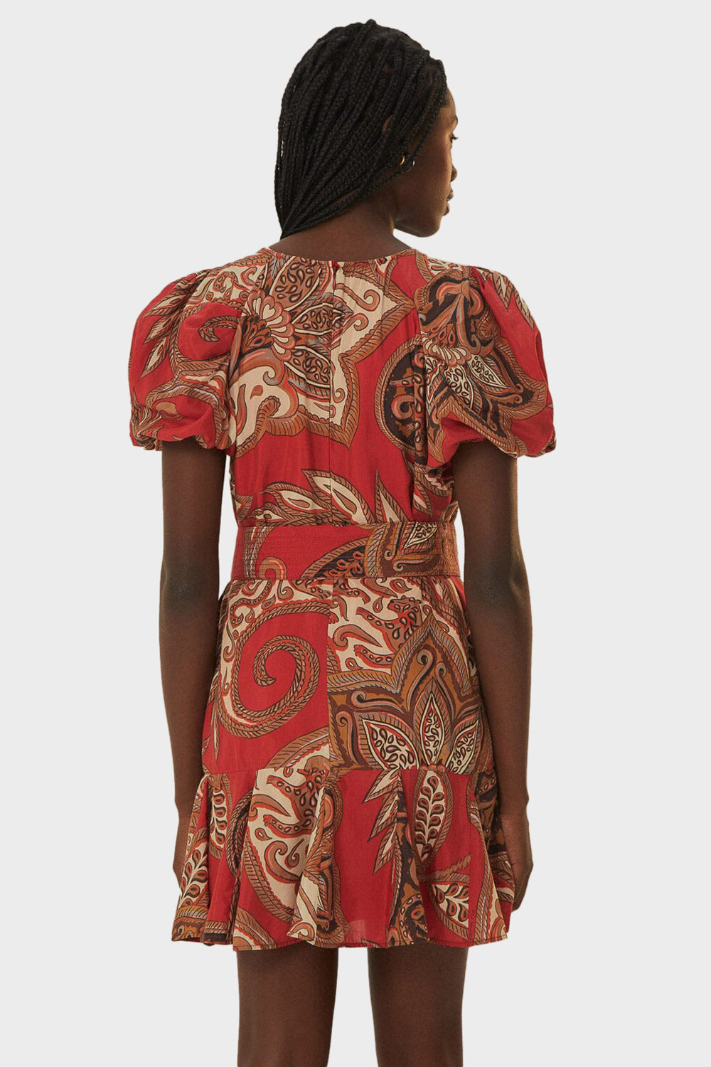 strapless open back dress Stoira Mini Dress in Paisley Fun Red main image 0