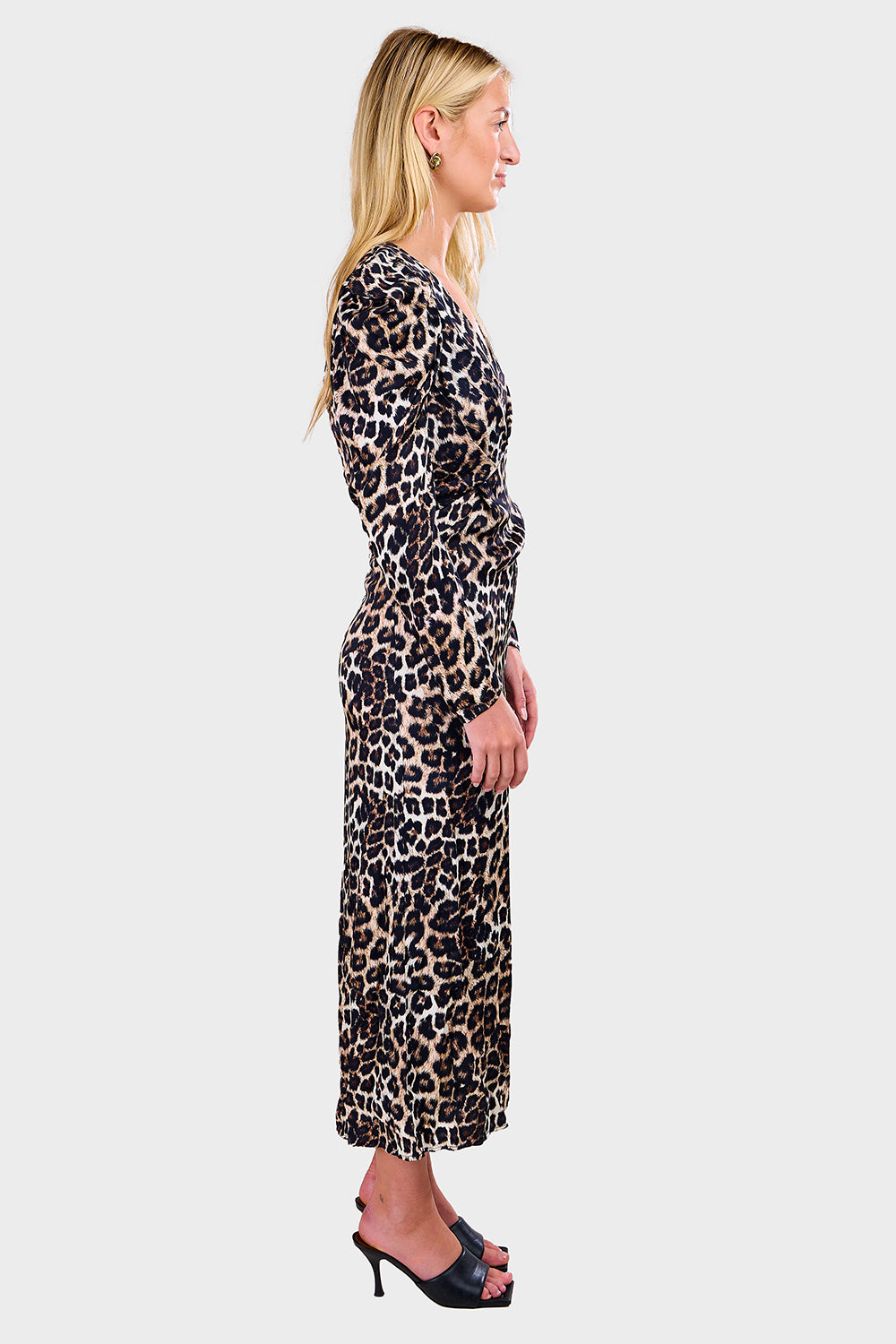 sustainable cream midi dress FARM Rio Natural Skin Cream Midi Dress