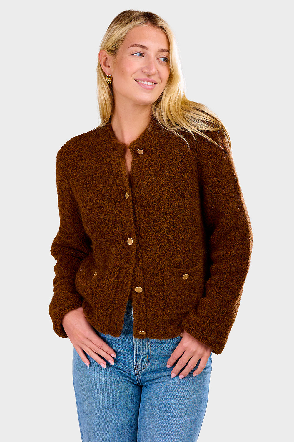Patch Pocket Cardi - Camel