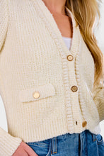 Load image into Gallery viewer, Double Pocket Cropped Cardi - Cream
