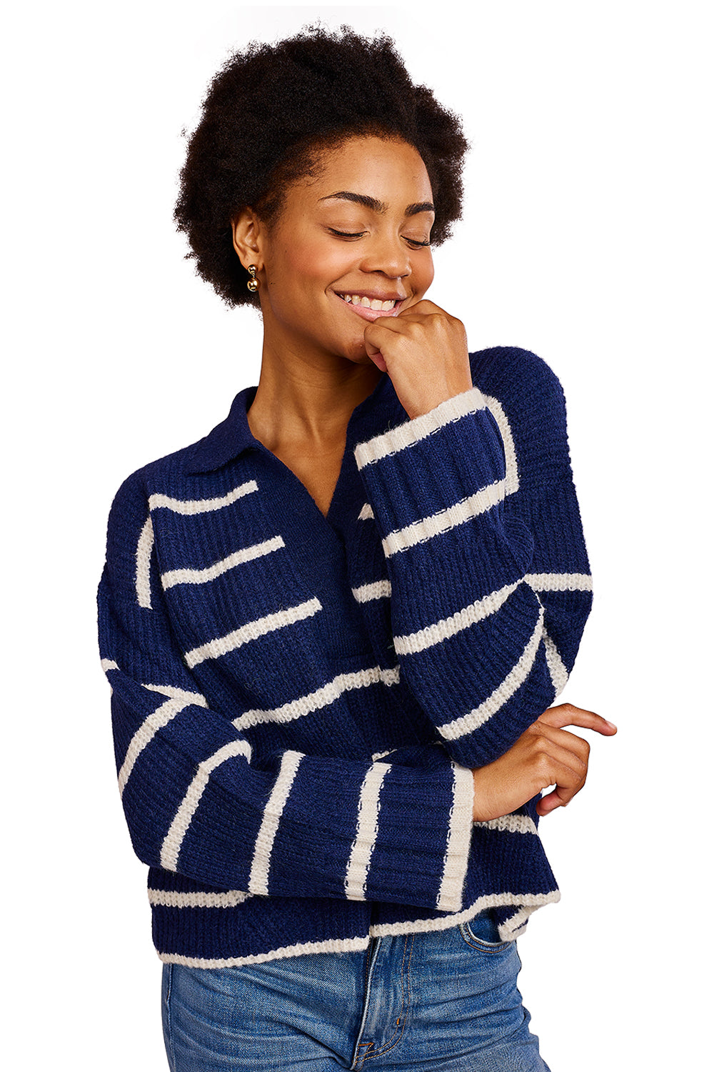 Byrnn Stripe Sweater - Navy & Ivory Stripe