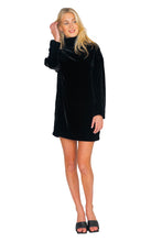 Load image into Gallery viewer, Edie Turtleneck Dress - Black Silk Velvet
