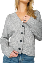 Load image into Gallery viewer, Wool Cashmere Marled Cable Cardigan - Frost Gray
