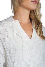 Load image into Gallery viewer, Luxe Cashmere Blend Mixed Cable Polo - Ivory
