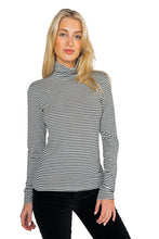 Load image into Gallery viewer, Little Turtleneck - Steel + White Stripe Organic
