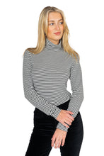 Load image into Gallery viewer, Little Turtleneck - Steel + White Stripe Organic
