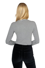 Load image into Gallery viewer, Little Turtleneck - Steel + White Stripe Organic
