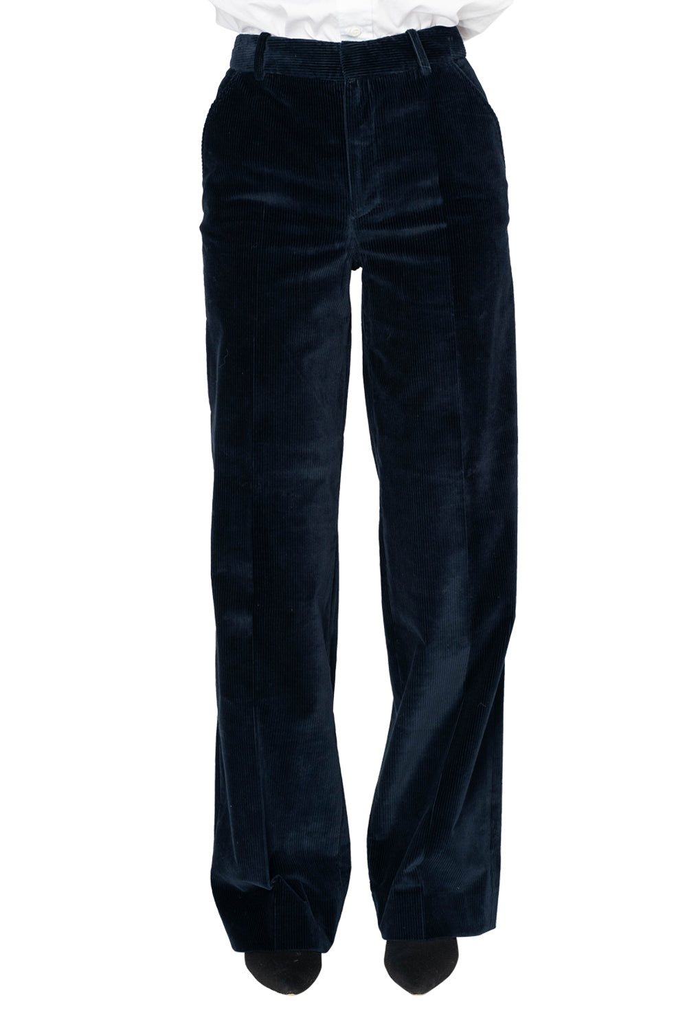 High Rise Relaxed Cord Trouser - Navy
