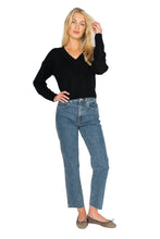 Load image into Gallery viewer, Cropped V Neck Pullover - Black Cashmere
