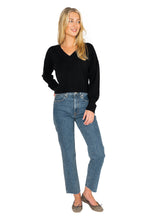 Load image into Gallery viewer, Cropped V Neck Pullover - Black Cashmere
