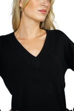 Load image into Gallery viewer, Cropped V Neck Pullover - Black Cashmere
