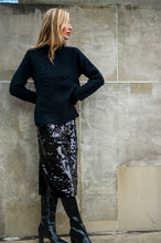 Load image into Gallery viewer, Edie Pailette Scoop Midi Dress - Black Sequin
