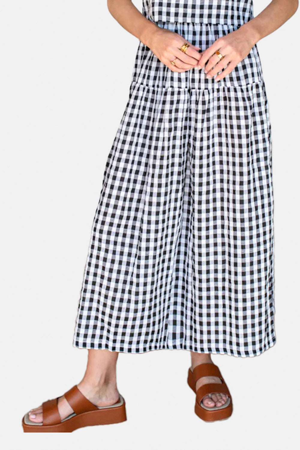 Single Tier Maxi Skirt - Black + White Check