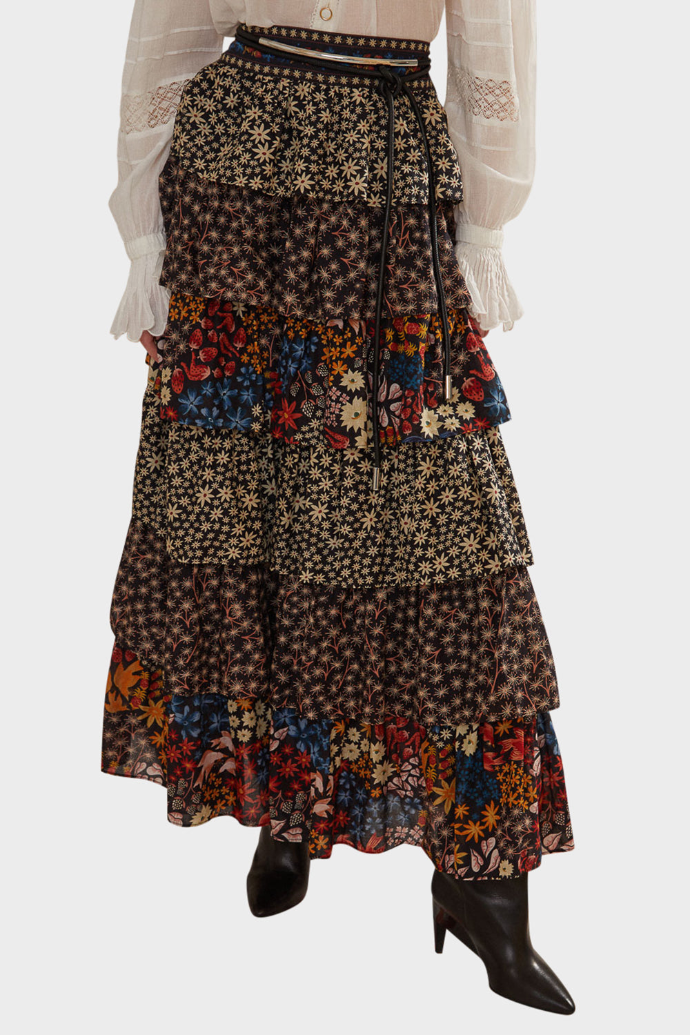 Jujus Garden Black Midi Skirt