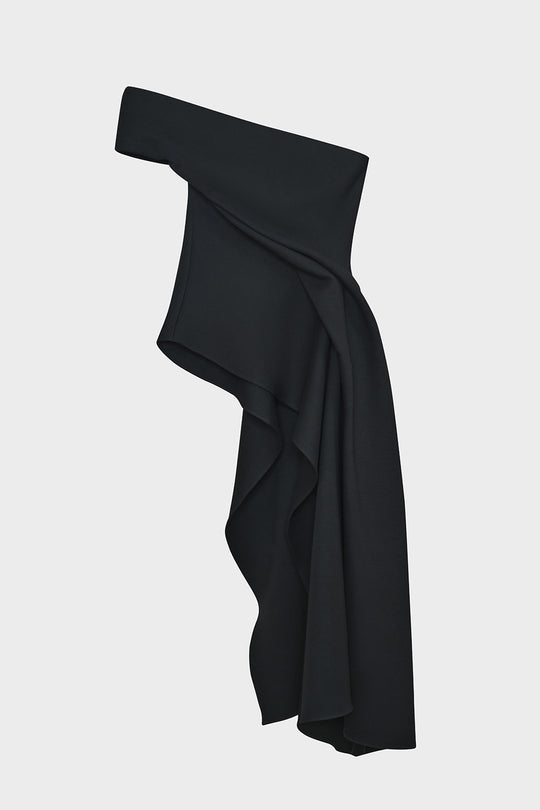 Black One Shoulder Asymmetric Top