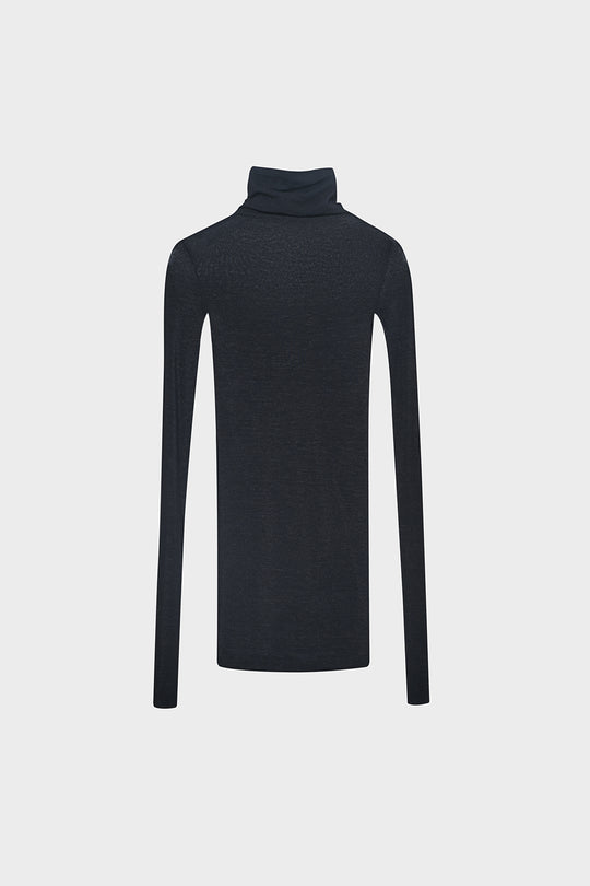 Black See-Through Turtleneck Top