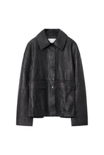 Load image into Gallery viewer, Meredith Textured Leather Jacket - Black
