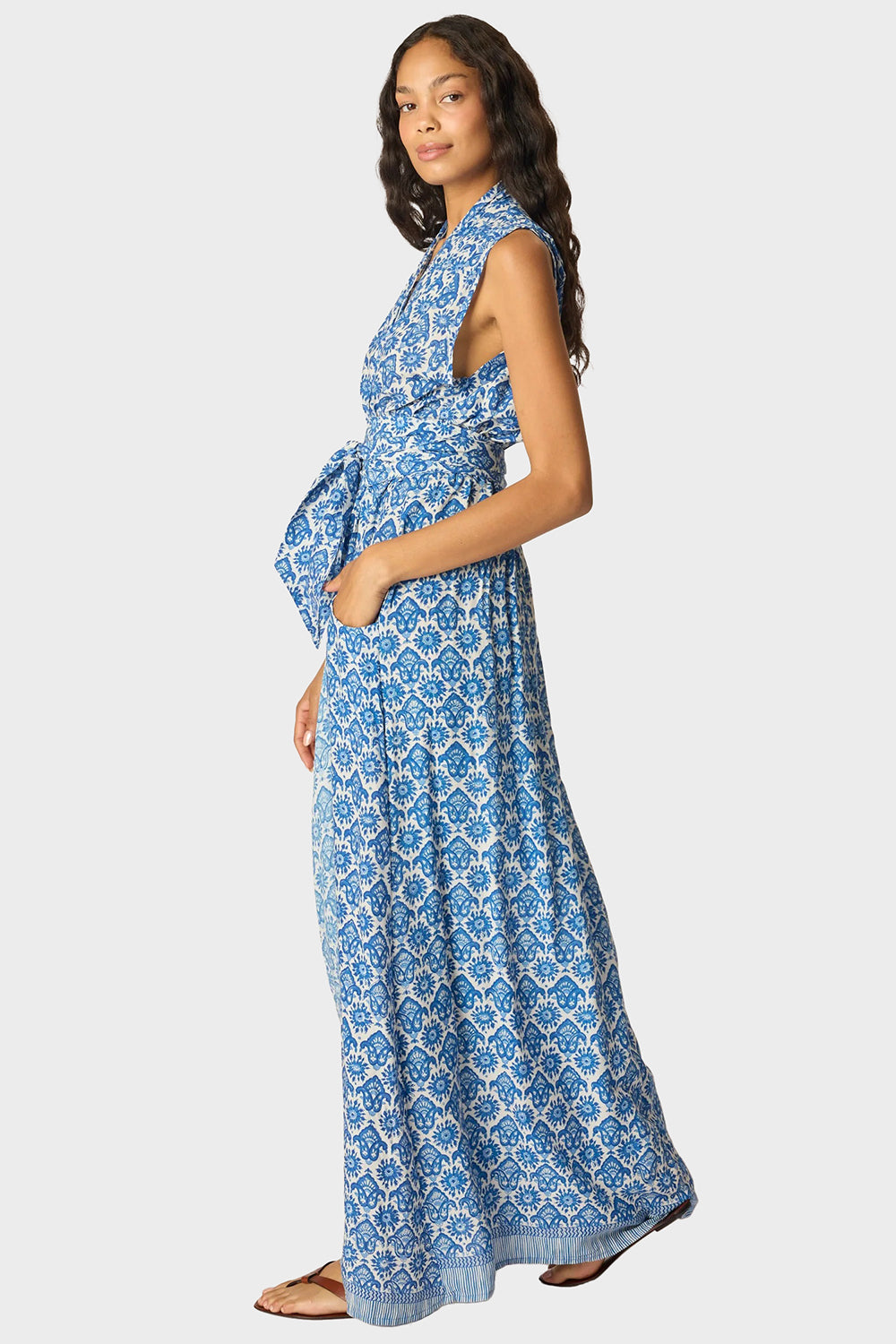 nico blue dresses Sleeveless Maxi length_Tea Length Shoe Size:11M Cabaret Aqua print Outfit Ideas Christmas Party