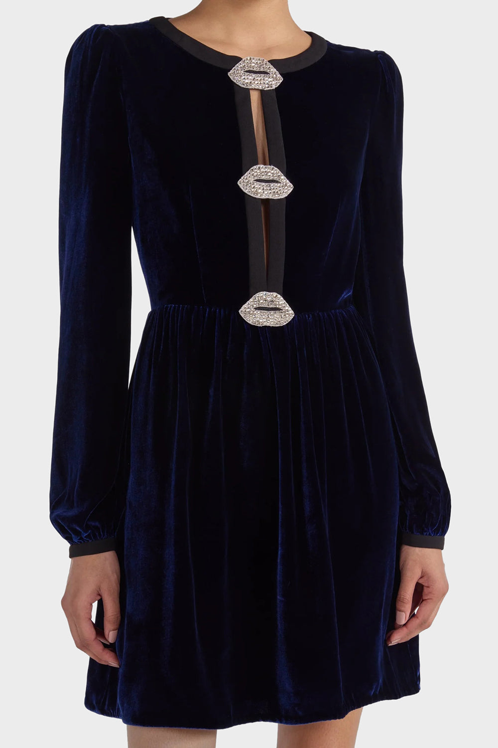 saloni black velvet dress Saloni Fleur Velvet Dress - Liquid Black main image 1