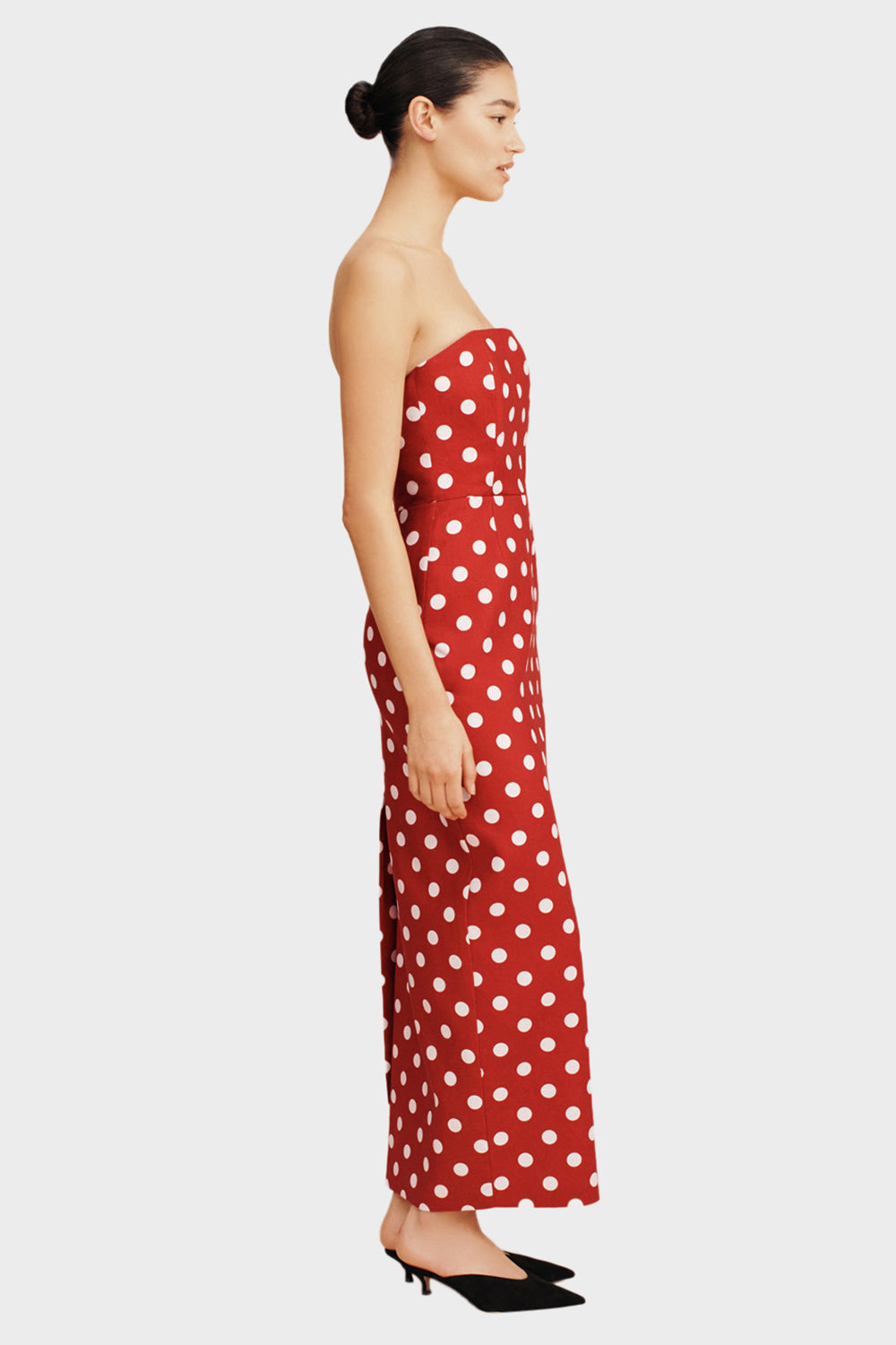 polka dot strapless midi dress POSSE Romeo Dress Polka Dot