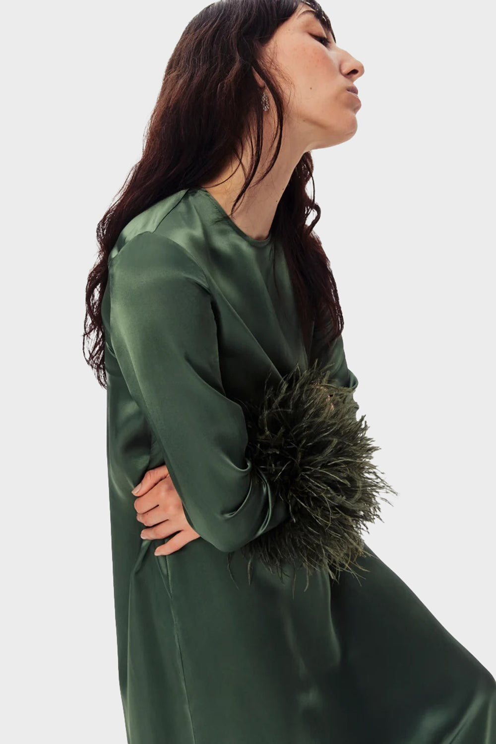 Suzi Maxi Dress with Detachable Feathers - Green Suzi Maxi Dress with Detachable Feathers - Green