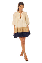 Load image into Gallery viewer, Katja Dress - Cream Tan Navy Linen
