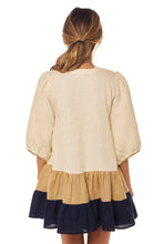 Load image into Gallery viewer, Katja Dress - Cream Tan Navy Linen
