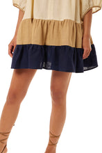 Load image into Gallery viewer, Katja Dress - Cream Tan Navy Linen
